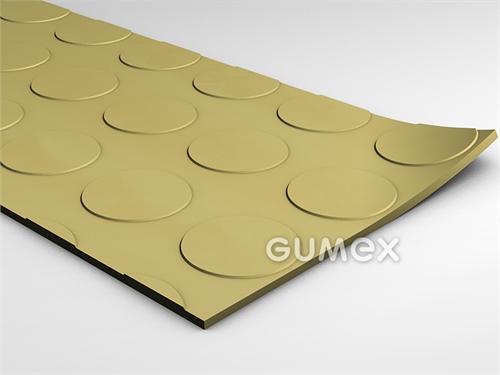 Gummi-Bodenbelag SANTO, 3mm, Breite 1450mm, 75°ShA, SBR, fläche Noppen, -30°C/+70°C, gelb, 